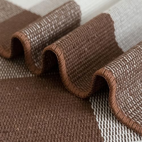 Buffalo Plaid Outdoor Rug 24"x51"Doormat Farmhouse Checkered Front Porch Rug Machine Washable Woven Cotton Layered Door Mats for Indoor Entryway Kitchen Bedroom (24"x51", Coffee and White) - Image 7