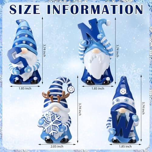 4 Pcs Resin Winter Snow Gnome Figurines Decoration - Image 3