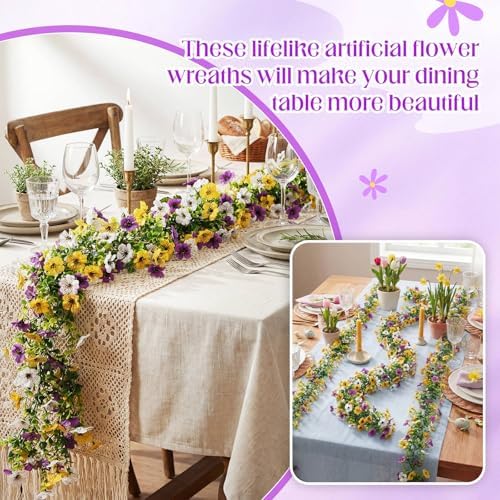 4 Pcs 6 ft Artificial Flowers Wisteria Garland, Purple Yellow - Image 5