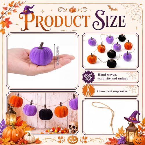 Mindsoft 8.2 ft Pumpkin Garland Halloween Color Velvet - Image 2
