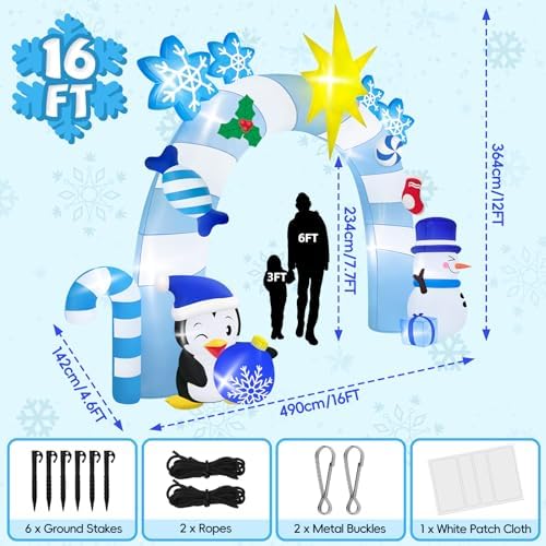16FT Christmas Inflatable Archway, Kalolary Winter Snowman Inflatables - Image 2