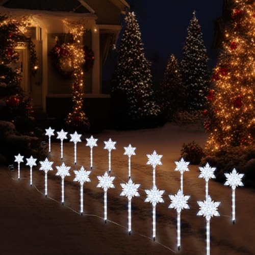 20 Pack Snowflake Solar Christmas Pathway Lights - Image 6