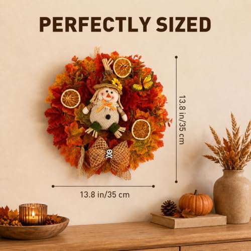 Lighted Scarecrow Fall Wreath for Front Door (L) - Image 3