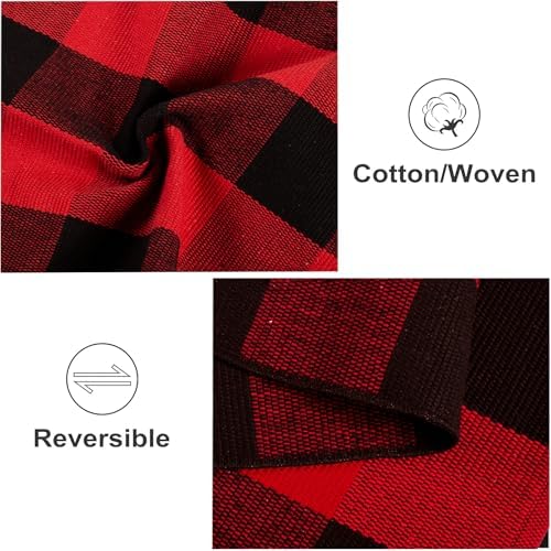 Christmas Buffalo Plaid Outdoor Rug 2'x4.3'Red and Black Front Porch Rug - Image 4