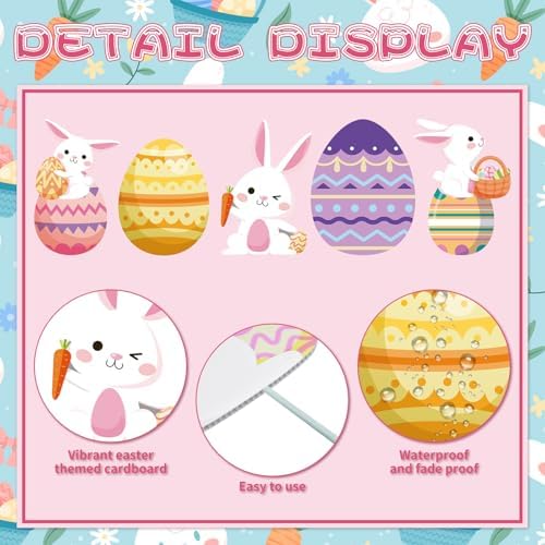 48 Inch Easter Bunny and Egg Yard Signs with Stakes - Large Bunny and Egg Stackable Designs for Outdoor Garden and Lawn Decorations for Easter Day Party Favors, Spring Holiday Celebrations - Image 3