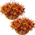 2 Set Artificial Flowers Hanging Basket Outdoor Fall Flower for Autumn by HoYuanFlo