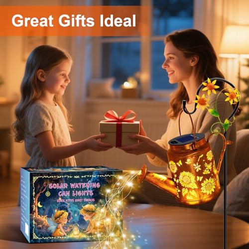 Solar Lights Outdoor Waterproof, Sunflower Solar Watering Can with Lights - Image 4