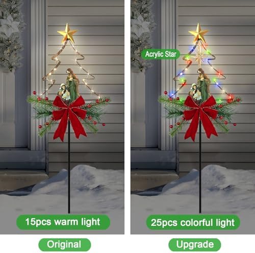 Solar Nativity Scene Outdoor,Christmas Tree Decorations Yard Garden Stakes - Image 4