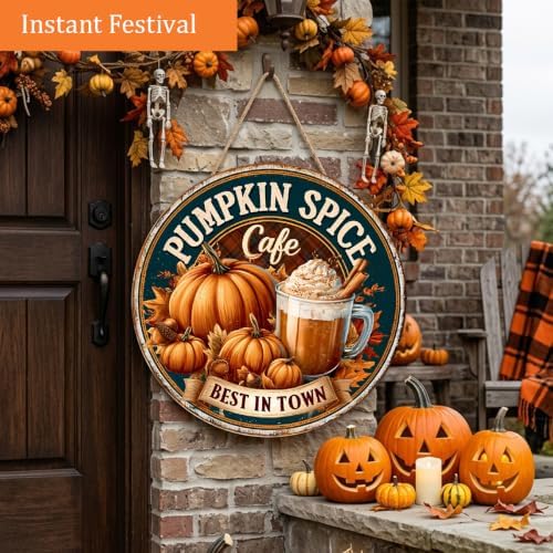 Pumpkin Spice Cafe Fall Decorations Wooden Hanging Sign, Fall Coffee Sign - Image 2