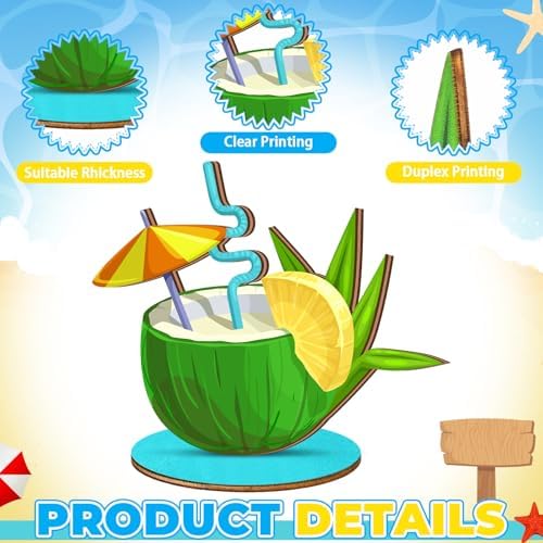 Marsui 12 Pcs Summer Beach Decor, Tropical Wood Signs - Image 6