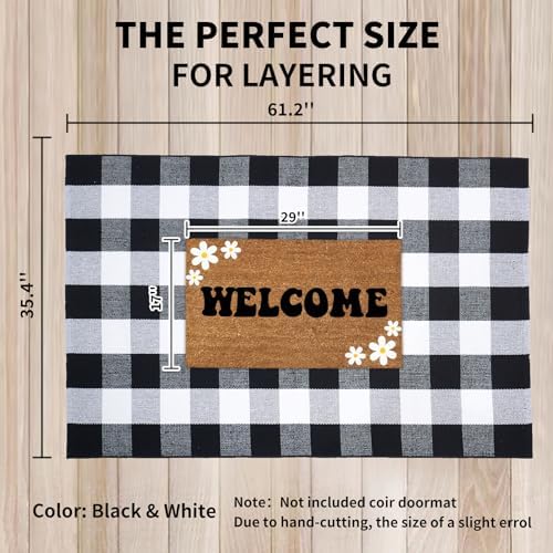 Buffalo Plaid Area Rug 3x5 Ft, Black White Indoor Outdoor Rug - Image 2