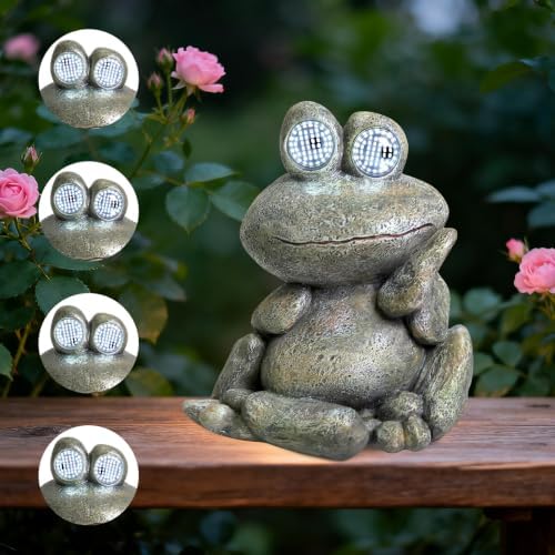 NBQQ Solar Frog Statue Resin Stone Art Statue Outdoor Yard Garden Ornament - Image 2