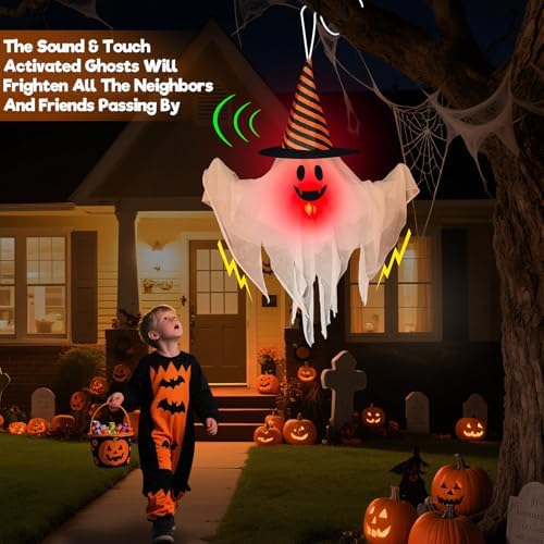 Light up Halloween Animatronics Hanging Ghost Decorations - Image 6