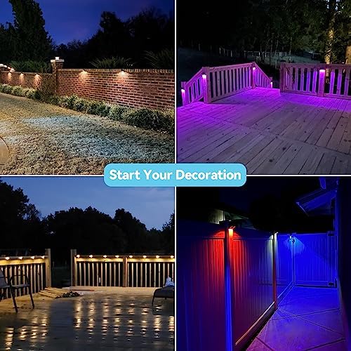 Bridika Solar Fence Lights, Fence Lights Solar Powered Outdoor Waterproof Warm White & Color Glow LED Solar Lights for Backyard, Patio, Deck Railing, Stair Handrail, Pool and Wall (1 Pack) - Image 3