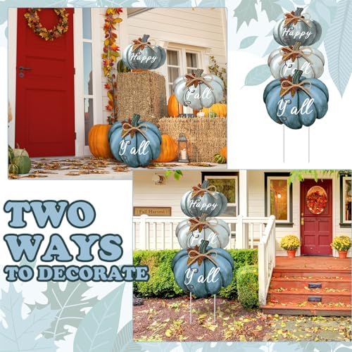 Geetery 3 Pcs Thanksgiving Fall Pumpkin Yard Stakes Decoration 31 Inch - Image 6