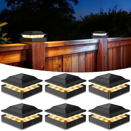 Solar Post Cap Lights for 4x4 Wood/Vinyl Posts, 6 Pack by Unknown