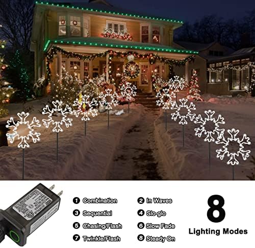 Brightown Snowflakes Christmas Pathway Lights Outdoor, 10 Large Snowflakes Christmas Decorations Outdoor Yard, Pathway Marker Stake Lights for Patio Ground Path Sidewalk Walkway Driveway - Image 2