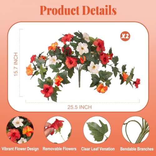 Ammyoo Artificial Fall Flowers Fake Petunias Plants for Outdoor Decoration - Image 2