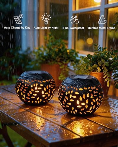 Solar Lanterns Outdoor Waterproof, Flickering Flame Solar Table Lantern - Image 5