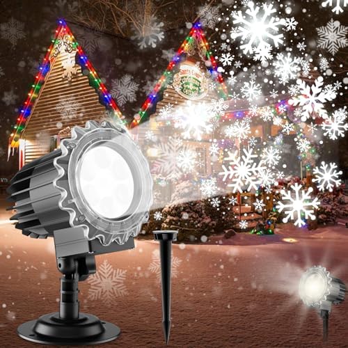 Snowflake Christmas Projector Lights Outdoor, Christmas Snowflake Projection Lights with Remote Control, Christmas Light Projector for Yard Porch Decorations by Unknown