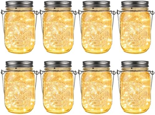 GIGALUMI Solar Mason Jar Lights, 8 Pack 30 Led String Fairy Lights by GIGALUMI