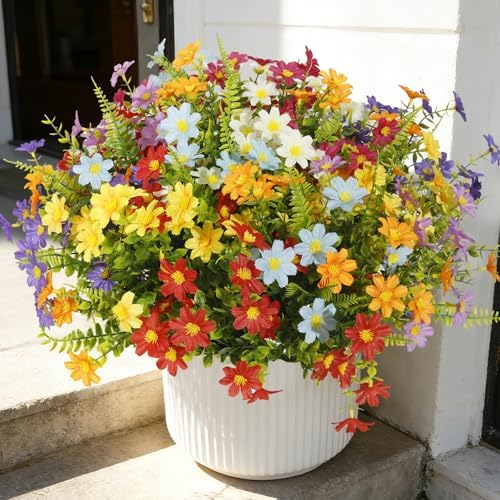 Artificial Daisy Flowers UV Resistant Outdoors 36 pcs Silk Wildflowers Spring Flowers, Fake Realistic Daisiy Colorful Mixed Faux Greenery Plants for Garden Porch Planters Window Wedding Decor by Unknown