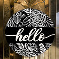 JarThenaAMCS Flower 3D Welcome Door Sign White Black Floral Wooden Hanging Sign Rustic Round Door Hanger for Spring Indoor Outdoor Farmhouse Home Porch Window Wall Decor, 12 Inch by JarThenaAMCS