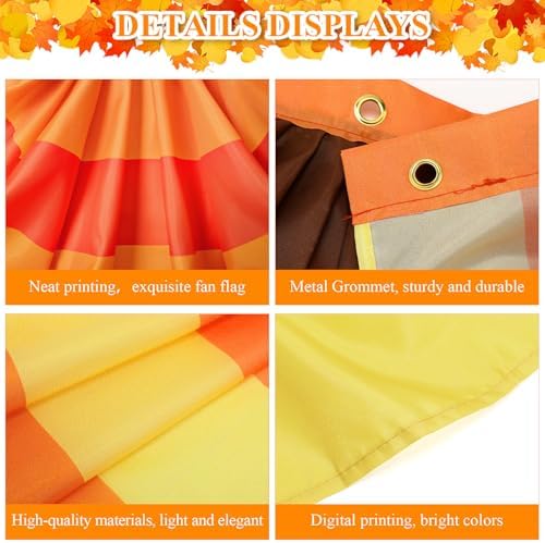 Newwiee 4 Pcs Thanksgiving Fall Bunting for Outside, Brown, 3 x 1.5 ft - Image 3