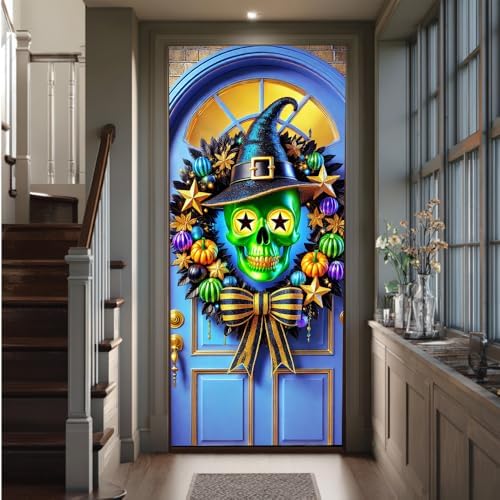 Witch Skull Wreath Halloween Door Banner, Front Door. - Image 6