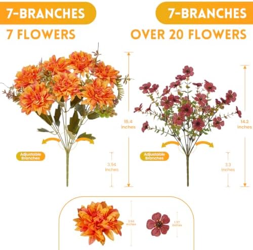 Hrobek Artificial Mums for Outdoors Planter Silk Fake Flower for Fall Decor - Image 3