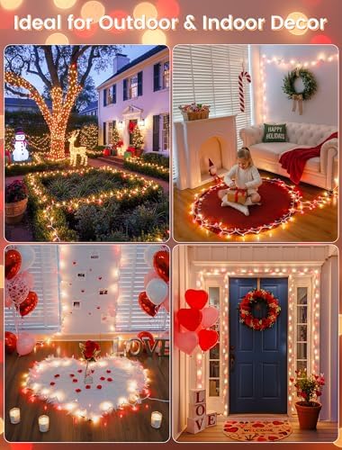 Hopolon 13FT 50 Red Clear Christmas Incandescent Mini String Lights 2 Pack - Image 4