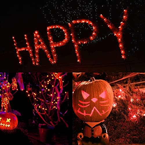 WATERGLIDE Halloween C6 String Lights, 33ft 100 LED Black Wire Fairy Lights with 29V Safe Adaptor, 8 Lighting Mode, Waterproof for Indoor Outdoor Patio Xmas Tree Party Decor, Orange - Image 6