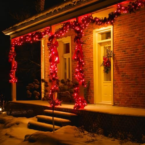 LAMPHOME Red Valentine's Lights, 300 Lights 63.8ft(2pk of 150L) Incandescent Mini Christmas String Lights, Waterproof Red Lights for Indoor Valentine's Day Garland Birthday Wedding Party Xmas Tree - Image 6