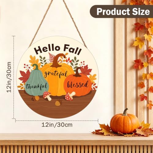 Thanksgiving Decor Front Door Sign 12"x12" Fall Wreaths For Front Door - Image 2