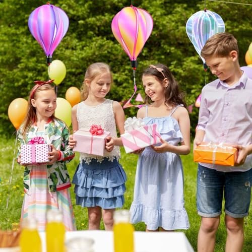 3 Pack Rainbow Hot Air Balloon Wind Spinner Garden Pinwheels Whirligigs Wind Spinner Decorations Outdoor Hanging Decor Lawn Yard Windsock Ornaments - Image 5