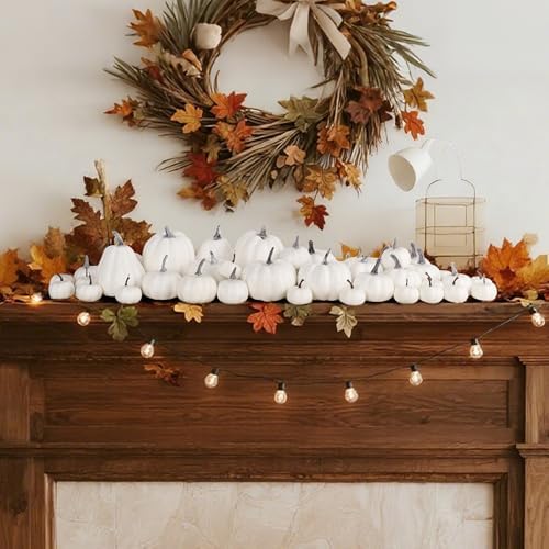 winemana 46 Pcs Artificial White Pumpkins Fall Decorations - Image 4