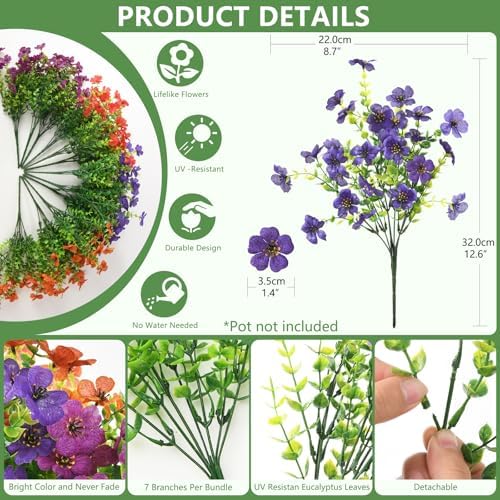 Hommyea Artificial Fake Flowers Plants for Outdoors Silk Spring Home Decor - Image 2