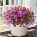 INXUGAO Artificial Flowers for Outdoors Spring Summer Decoration, 12 Bundles Fake Silk Colorful Daisy Eucalyptus Realistic UV Resistant for Outside Home Planter Porch Yard Decor (Purple Red Brown) by INXUGAOArtificialFlowers