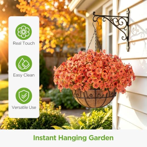InnoGear Artificial Hanging Flowers for Outdoors Baskets Fall Decor, Orange - Image 2
