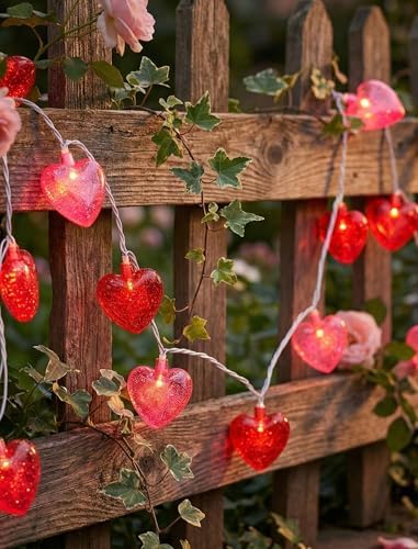 GOOTHY Heart String Lights, 8.5Ft Valentine's Day Decorations String Lights with 10 Pink and Red Heart Lights, Plug in Heart Fairy Lights for Bedroom Home Wedding Indoor Outdoor Valentine's Day Decor - Image 5