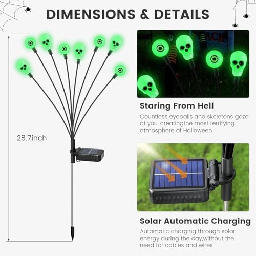 vignuto Halloween Decorations Outdoor, Scary Eyeball Lights,4PACKS 32LED,IP65 Waterproof,Halloween Decor for Garden/Yard/Patio/Lawn/Pathway(Green) - Image 2