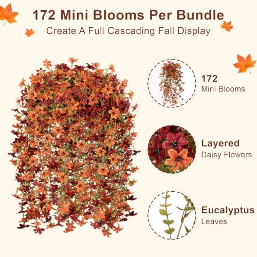 Artificial Hanging Flowers for Outdoors, 2 PCS 344-Bloom UV Resistant Mums - Image 2