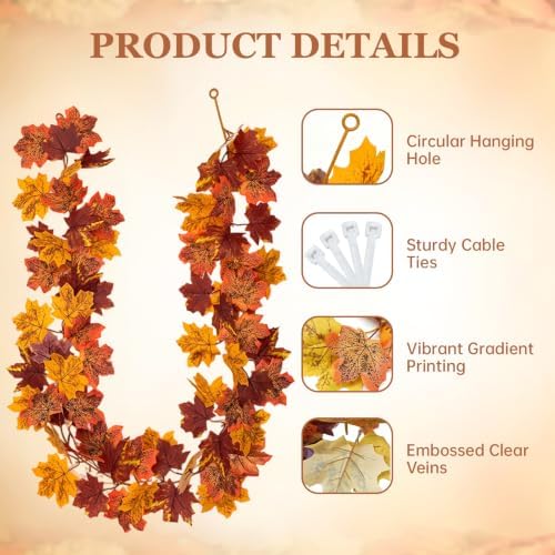 Fall Wreath & Garland with Pumpkins Sunflowers Maple Leaves Set, 26in - Image 5