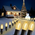 GAGALIFE 29Ft C9 Christmas Pathway Lights Outdoor - 25 LED Lights with 25 Marker Stakes for Walkway, Waterproof Plug in C9 Christmas Light Outdoor for Driveway, Yard, Lawn Decorations, Warm White by GAGALIFE