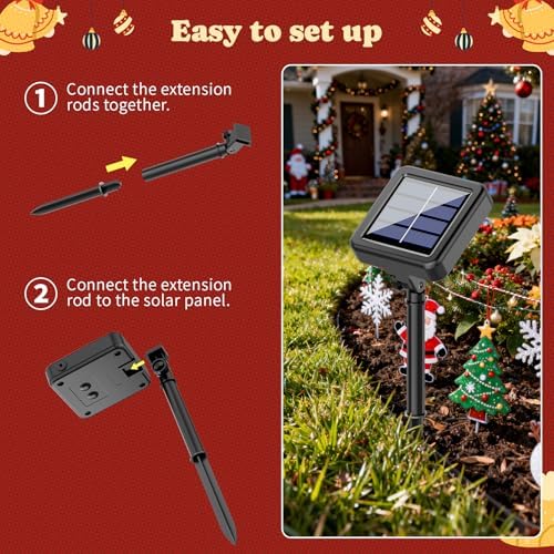 5 Packs Christmas Elf Solar Garden Light with 8 Light Modes, 15.75 Inches Tall Christmas Patio Outdoor Light, IP65 Waterproof, Auto ON/Off, Solar Xmas Light for Pathway, Courtyard - Image 6