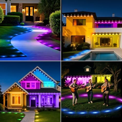 Outdoor Ground Lights 100FT, RGB Permanent Outdoor Lights with Bluetooth & APP Control, Color Changing, Waterproof IP67, Timer for Yard Eaves Landscape Pathway - Image 5