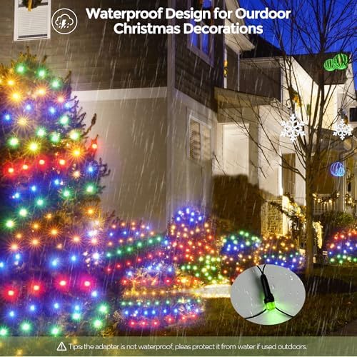 WBao Christmas Lights Outdoor 200LED F8 Big Bulbs, 8.4ft x 5.2ft Christmas Bushes Lights with 8 Modes, Timer, End to End Connectable, Waterproof for Lawn, Bushes Outdoor Xmas Decorations, Multicolor - Image 6