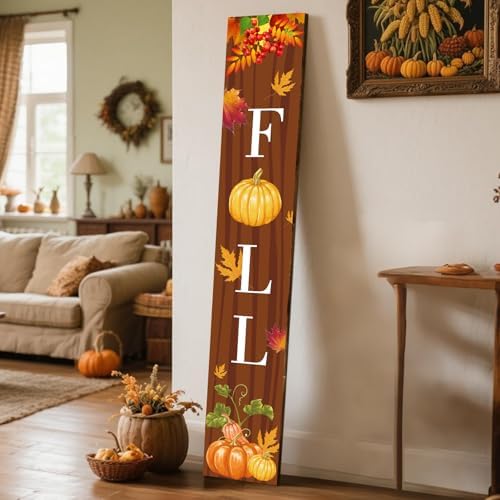 Fall Welcome Sign for Front Porch Standing, Autumn Leaves Wooden Outdoor Porch Sign, Farmhouse Hanging Wall Sign for Autumn Outdoor Yard Wall Decorations 47.2" H (Brown) - Image 6