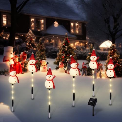 Solar Christmas Snowman Pathway Lights Outdoor Decoration, 6 Pack - Image 6