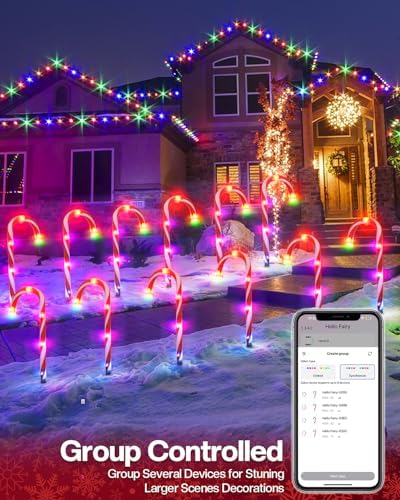 FREECUBE 12 Pack Smart Candy Cane Pathway Lights, LED Candy Cane Lights with APP Control, Dimming, Timer, DIY, Color Changing Christmas Decoration for Yard Patio Walkway - Image 3